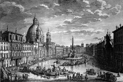 Ansicht der Piazza Navona während des Ferragosto-Festes, 1752 von Giuseppe Vasi